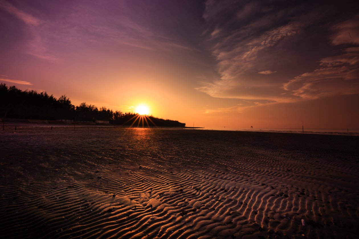 Beach Sand Sunset Evening