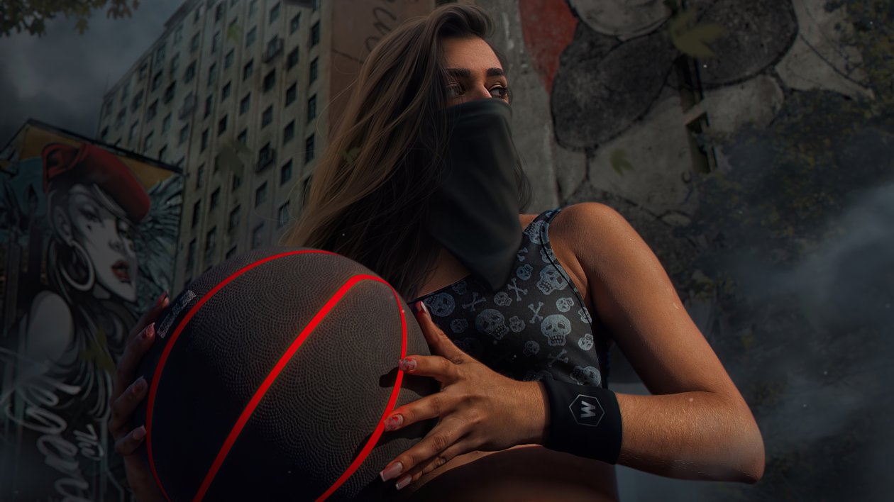 Girl With Basketball In Hand
