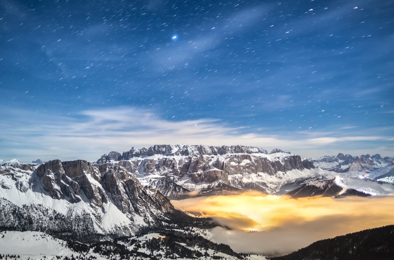 Mountain Range Covered In Snow