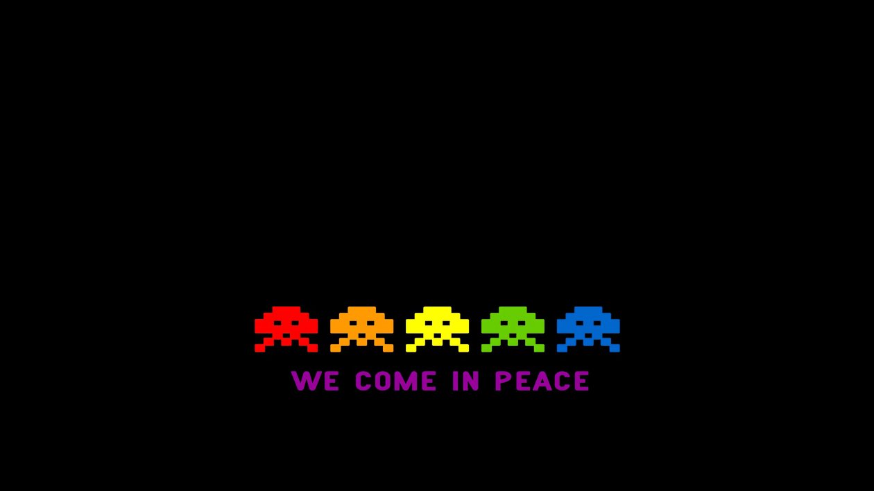 Space Invaders Retro Minimalism 4k