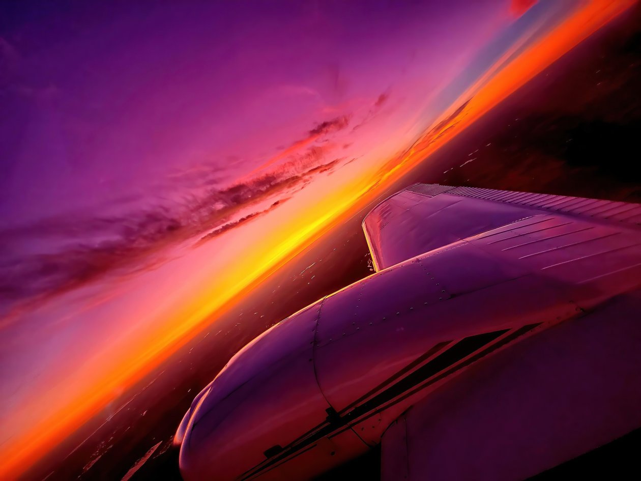 Synthwave Sunset Plane View 4k