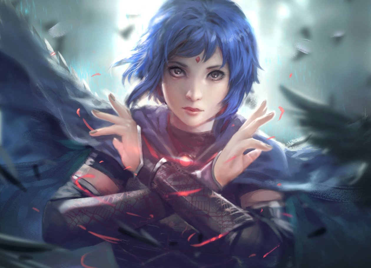 Short Hair Warrior Women Blue Hair