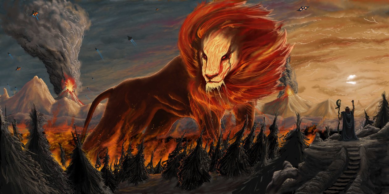 Lion Flames Scifi Abstract Explosion 10k
