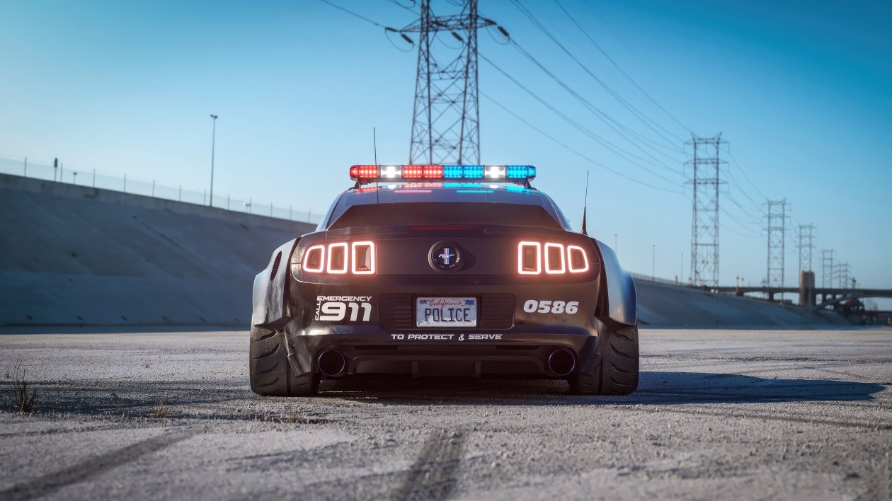 Ford Mustang Police Interceptor Rear 4k