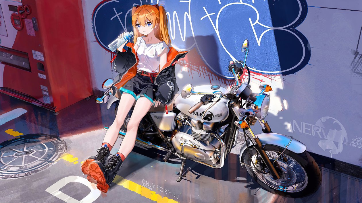 Asuka Langley Soryu As Biker 4k