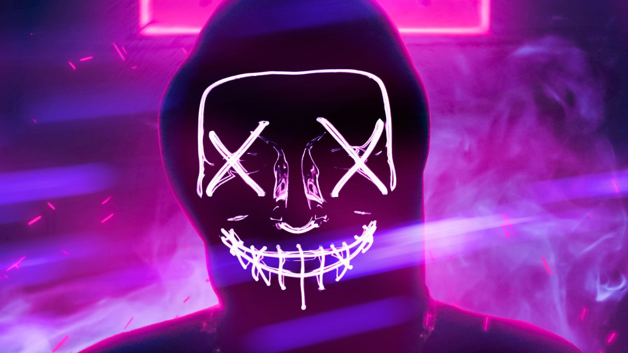 Neon Mask Anonymous 4k