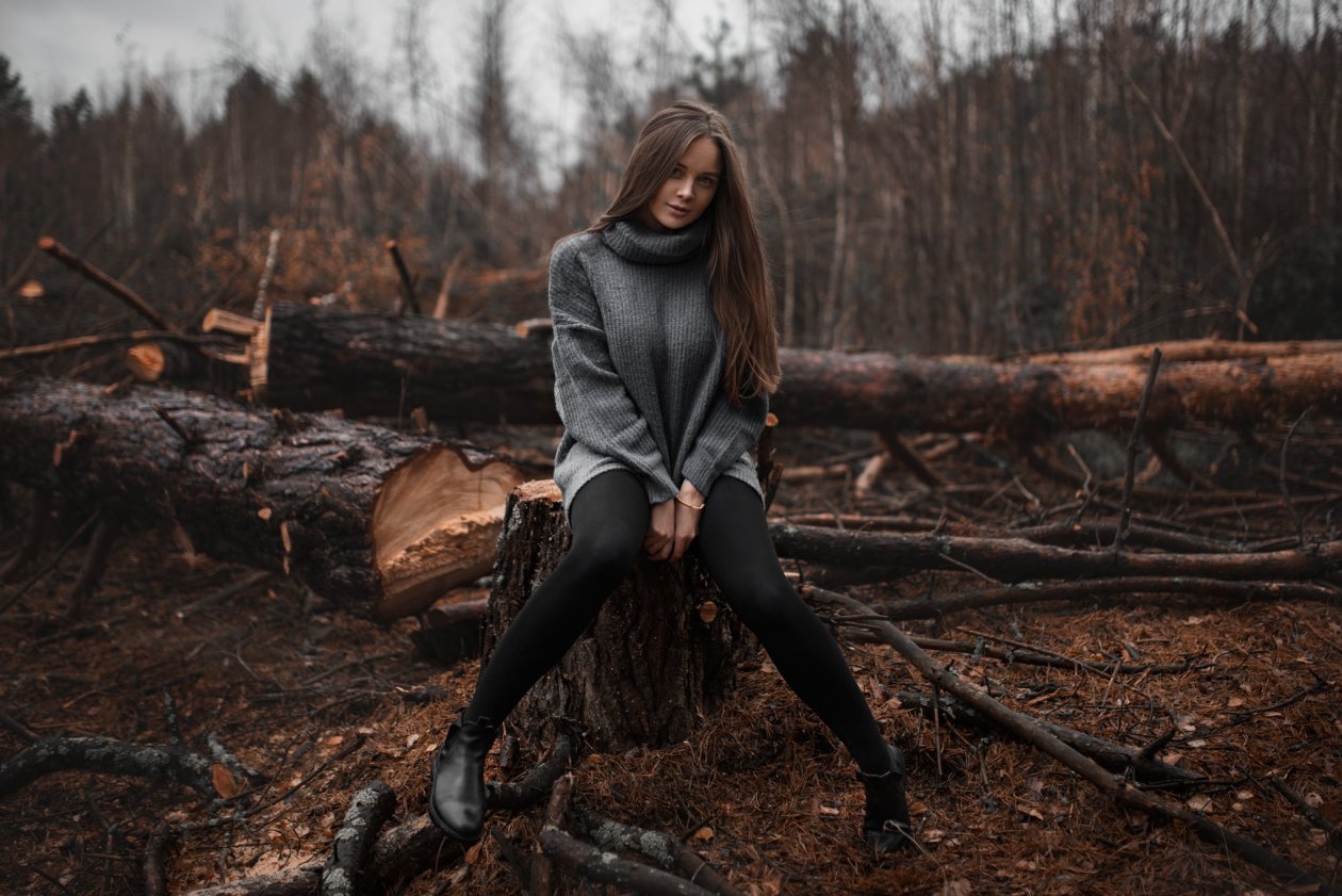 Women Outdoors Sitting