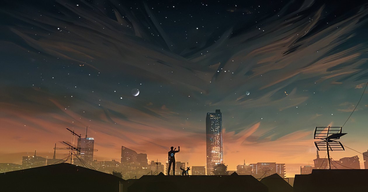 Dog With Owner At Terace