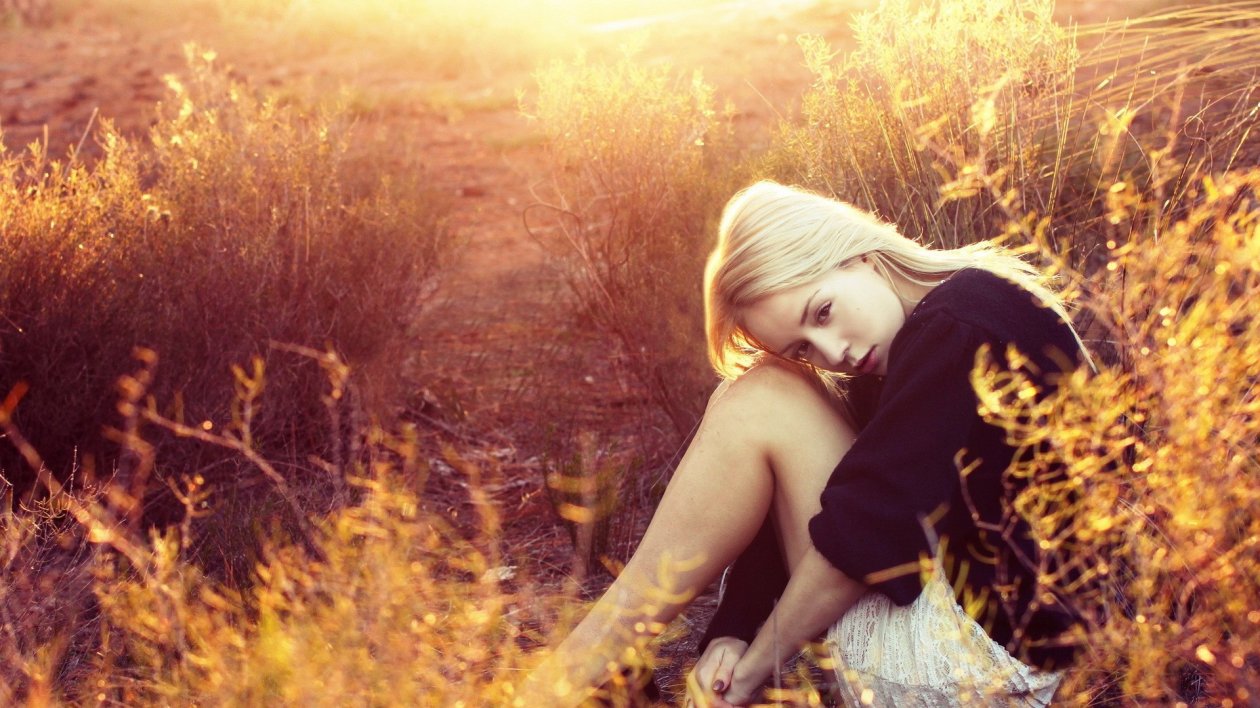 Girl Head On Knees