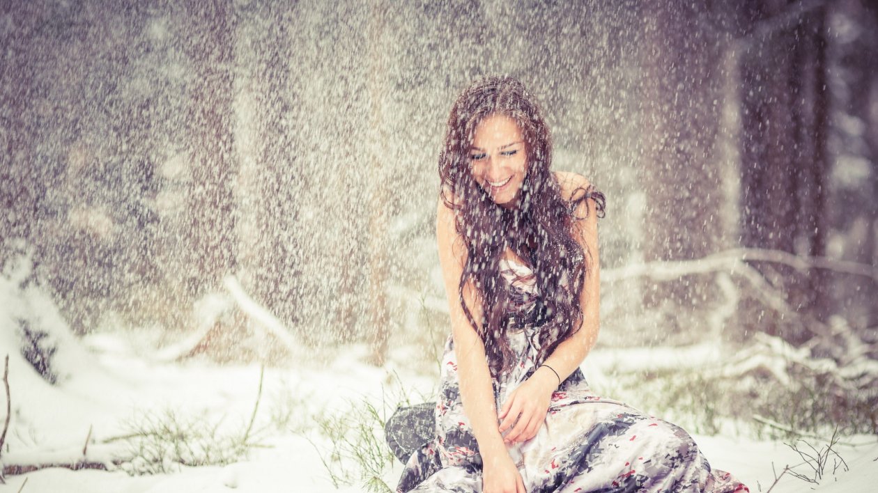Brunette Girl Snow