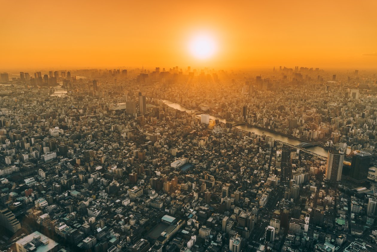 Whole City View From Height 4k