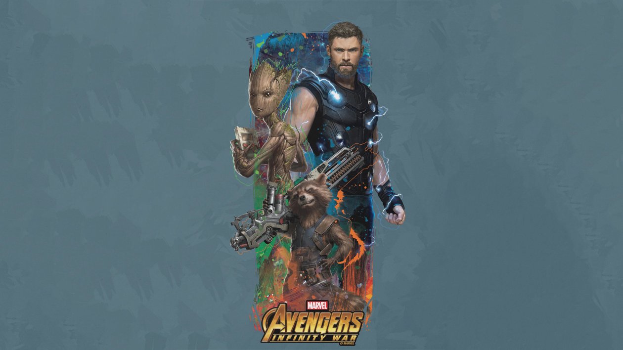 Thor Rocket Groot Avengers Infinity War Artwork