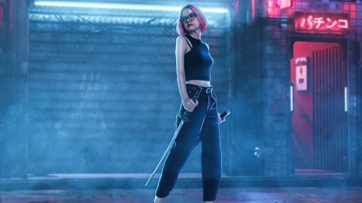 Katana With Two Swords Short Hair 4k