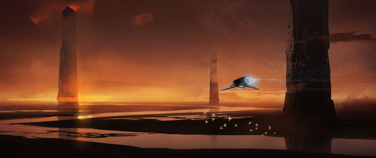 Scifi Landscape Horizon Landscape Reflection 4k