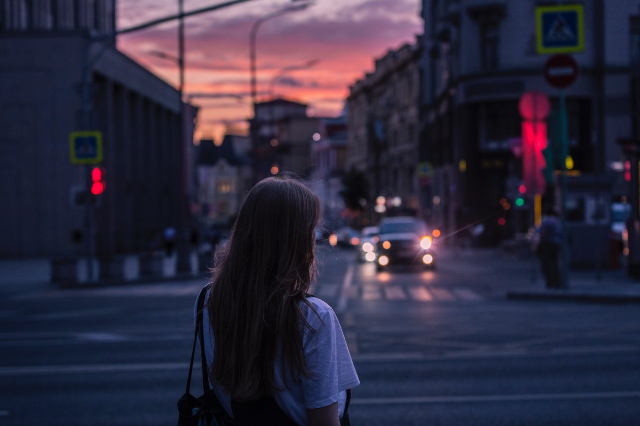 City Woman Brunette Road Side