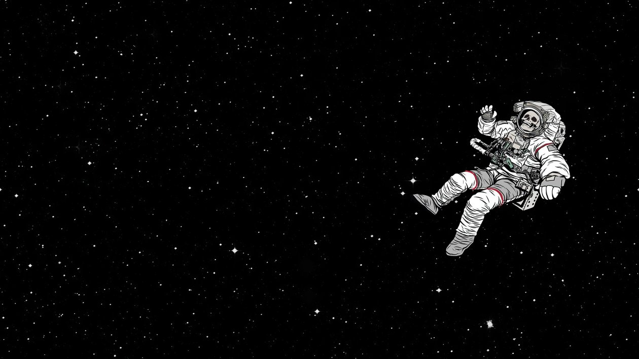 Astronaut Skull Sky Falling Dark 4k