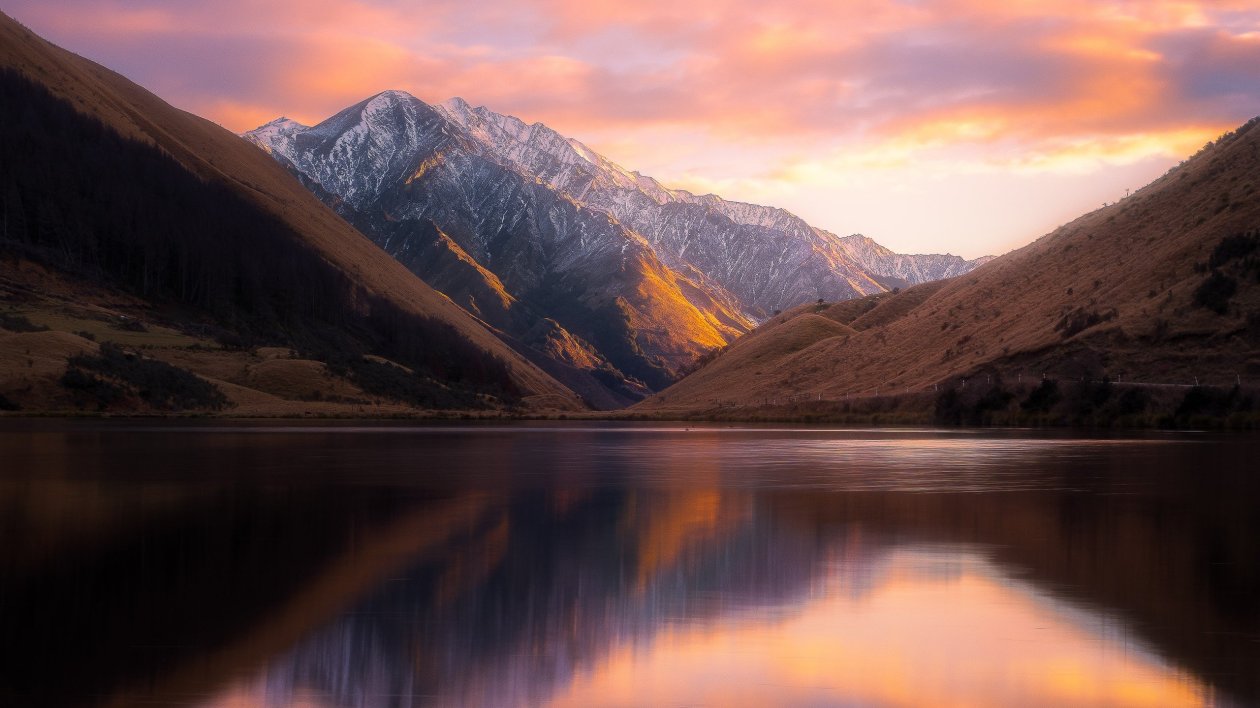 Beautiful Lake Reflection Mountains Landscape View