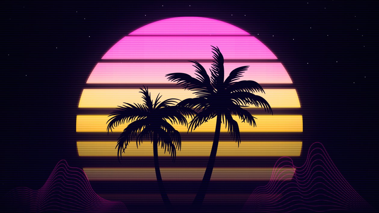 Palm Trees Retrowave 4k