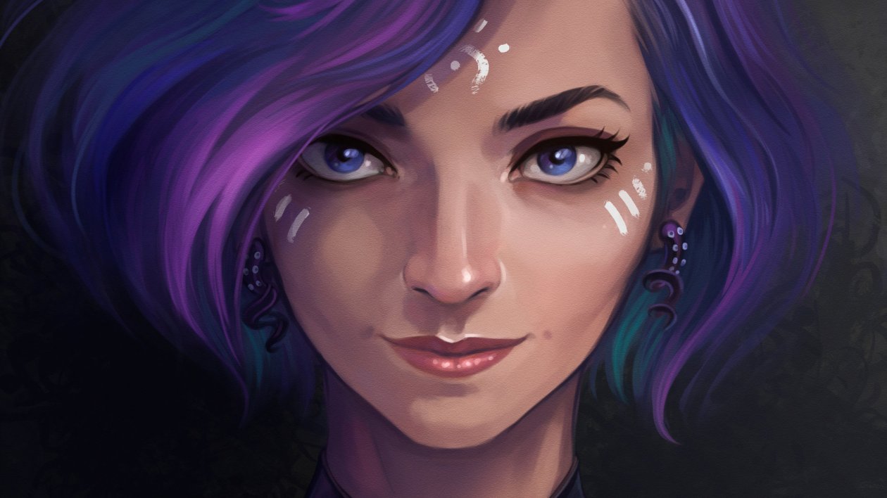 Purple Hair Artistic Girl