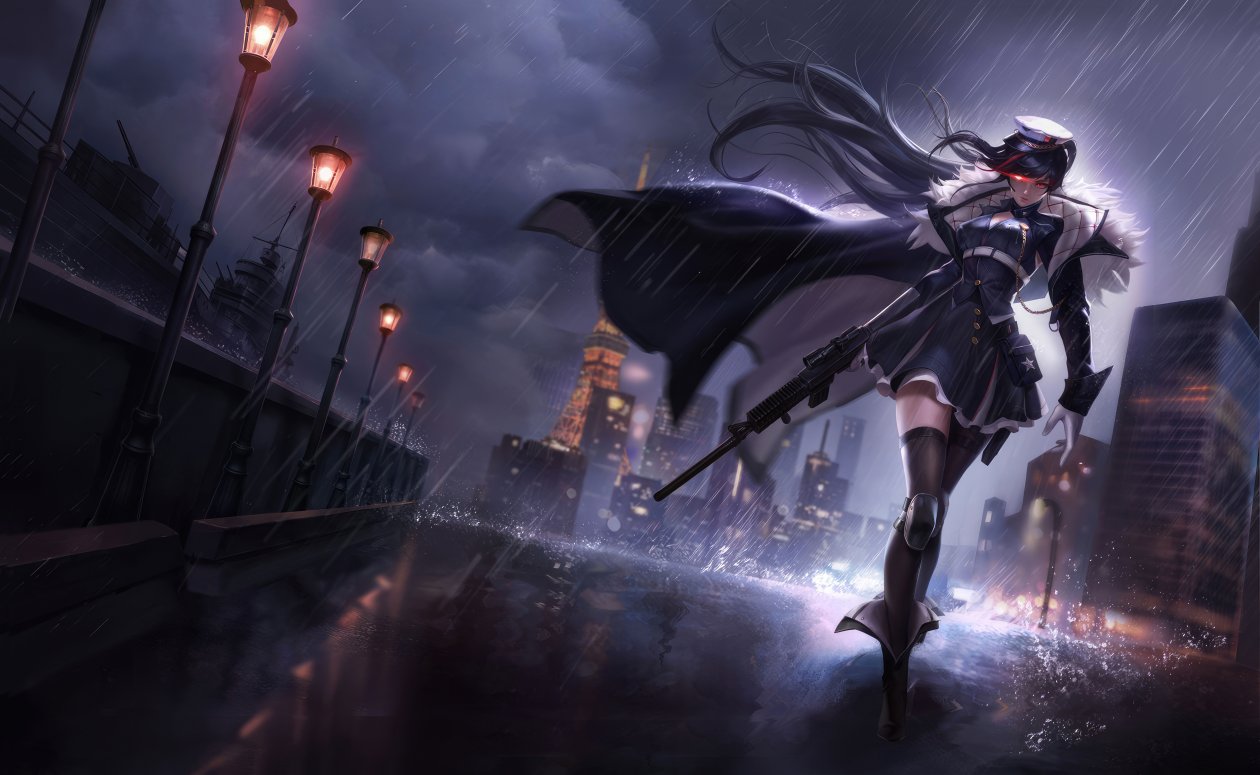 Lady With Gun Walking On The Streets