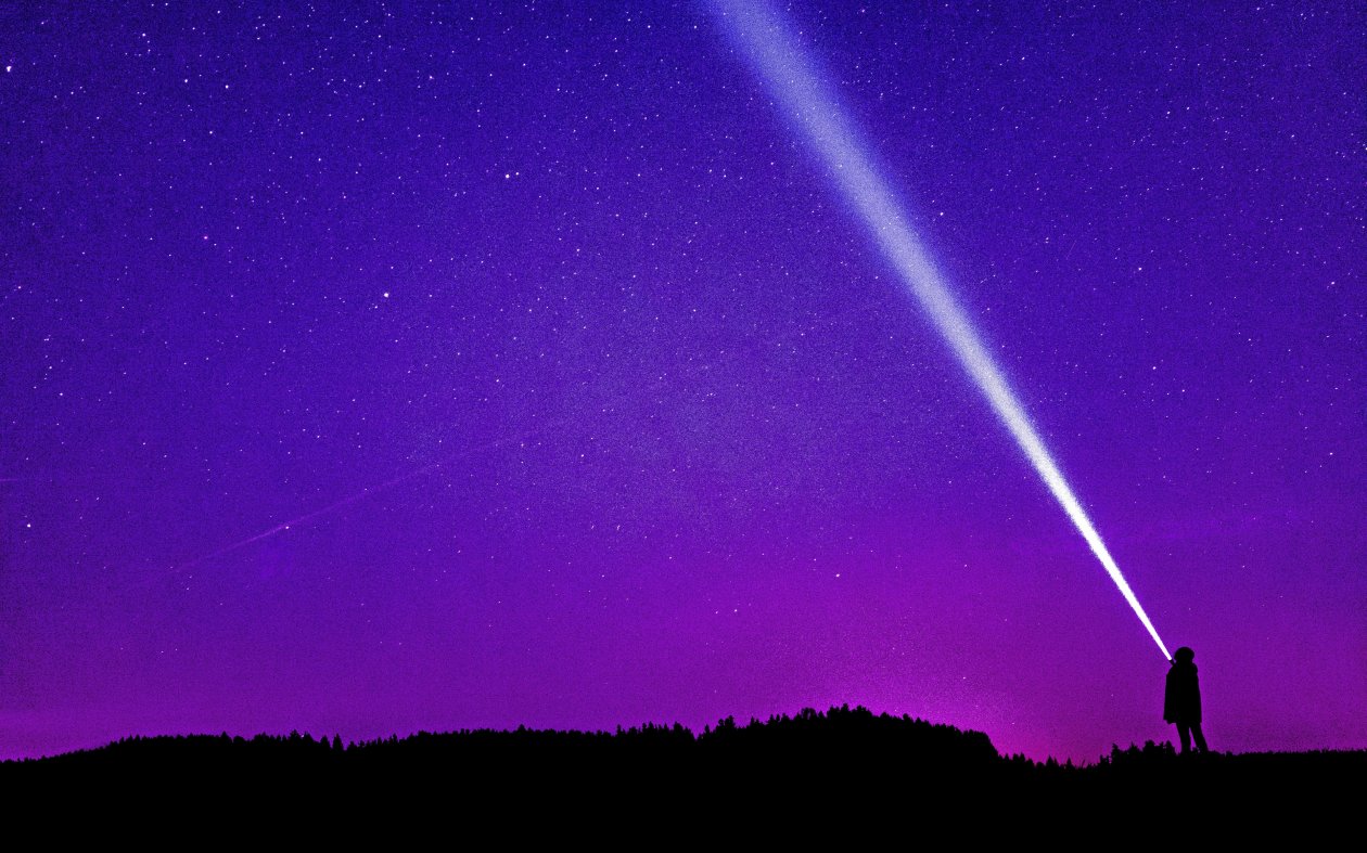 Girl Flashing Torch To Sky Artwork 4k