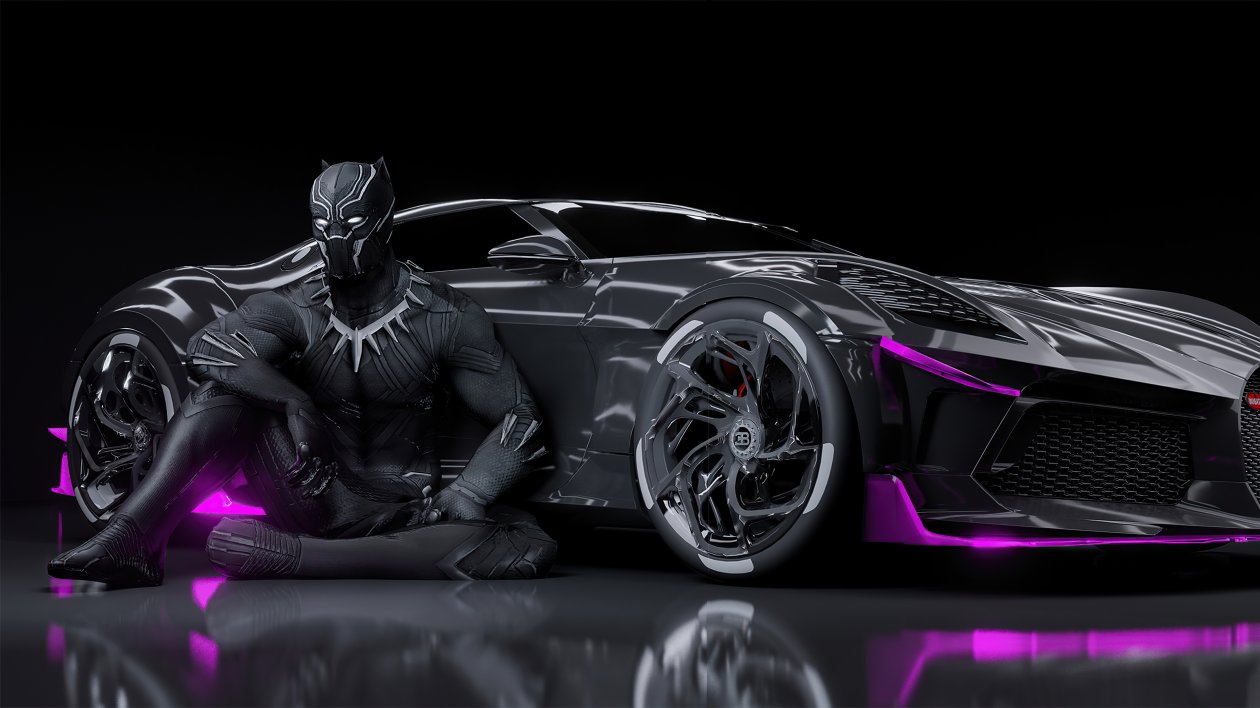 Black Panther Bugatti Chiron La Voiture Noire