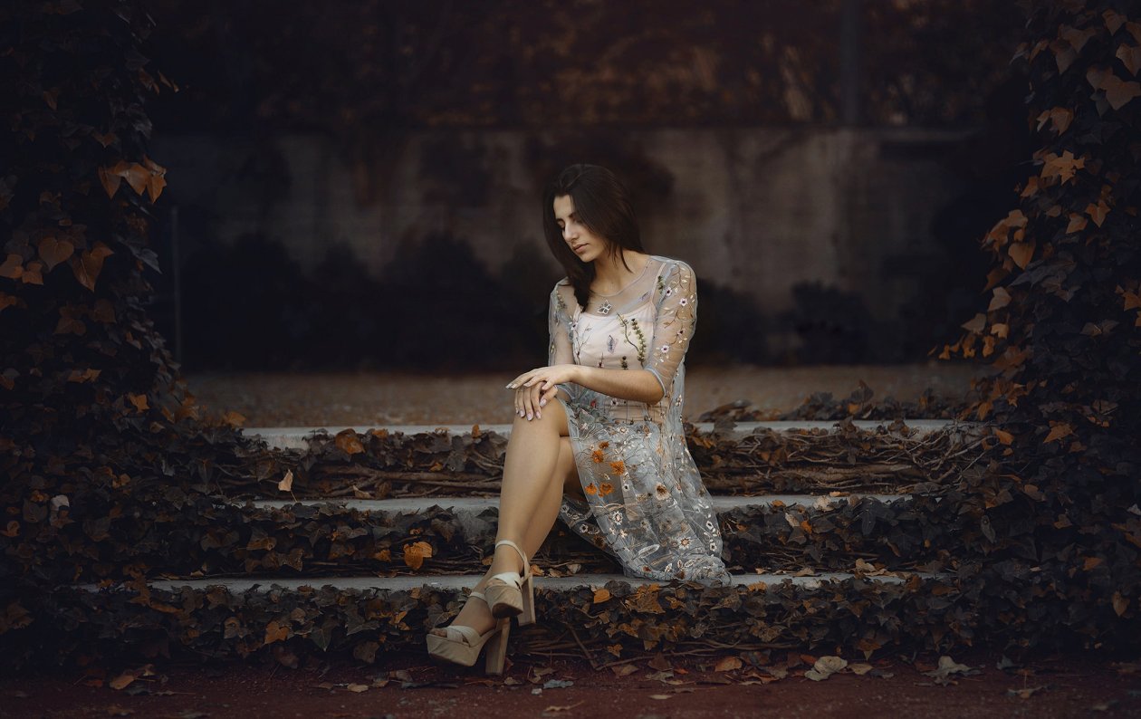 Women Outdoors Sitting Crossed Legs