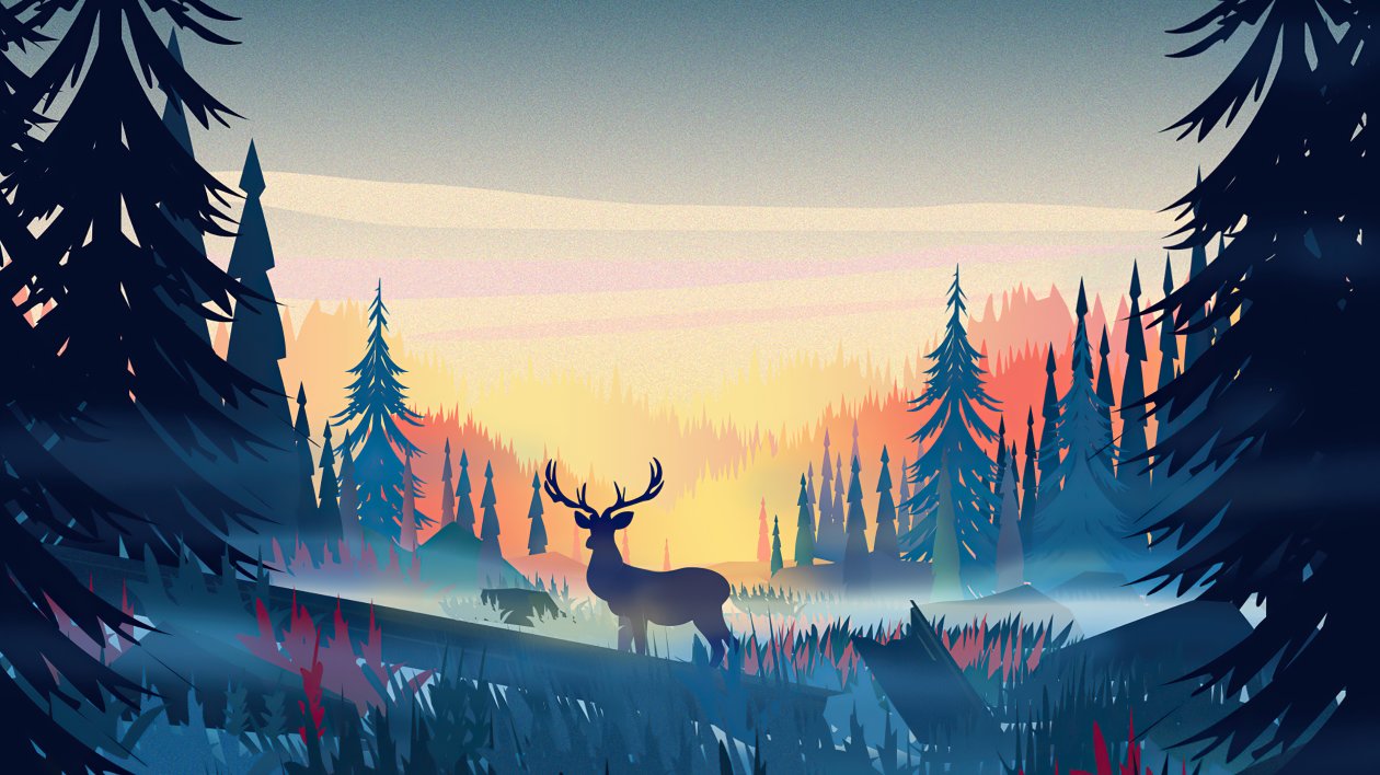 Reindeer Minimal Forest Minimalism 4k