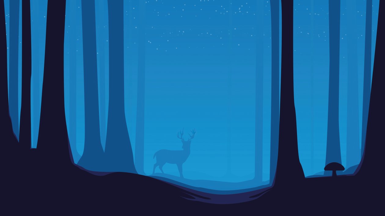 Reindeer Night Forest Minimal 5k
