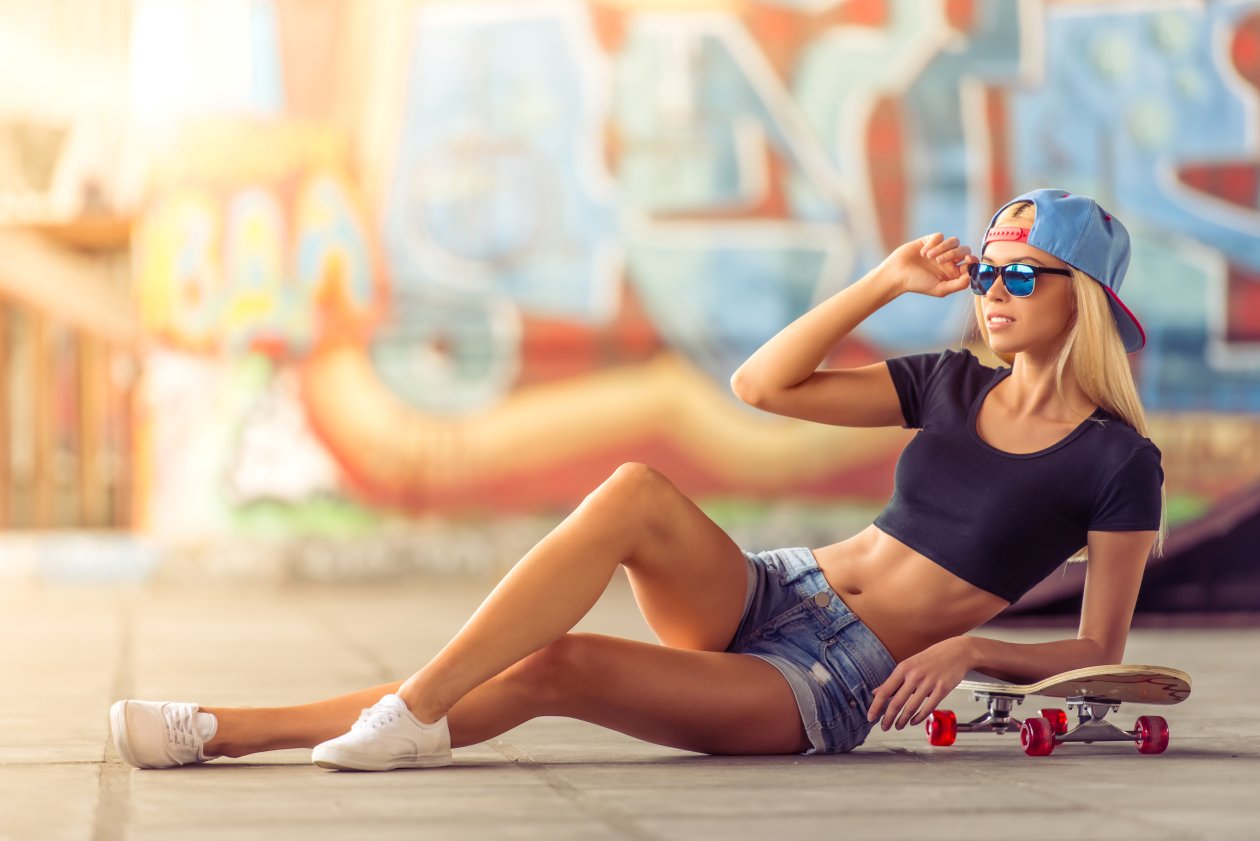 Women With Skateboard Sunglasses
