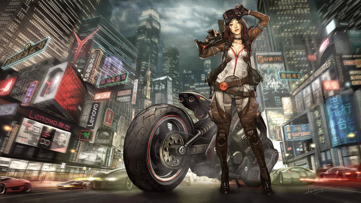 Biker Girl Illustration