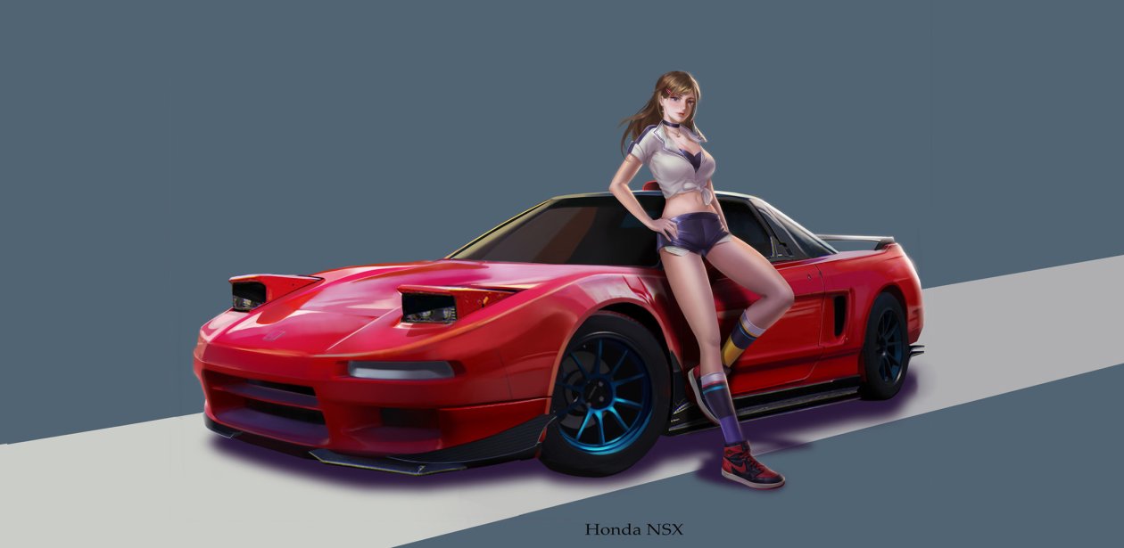 Girl With Car Art