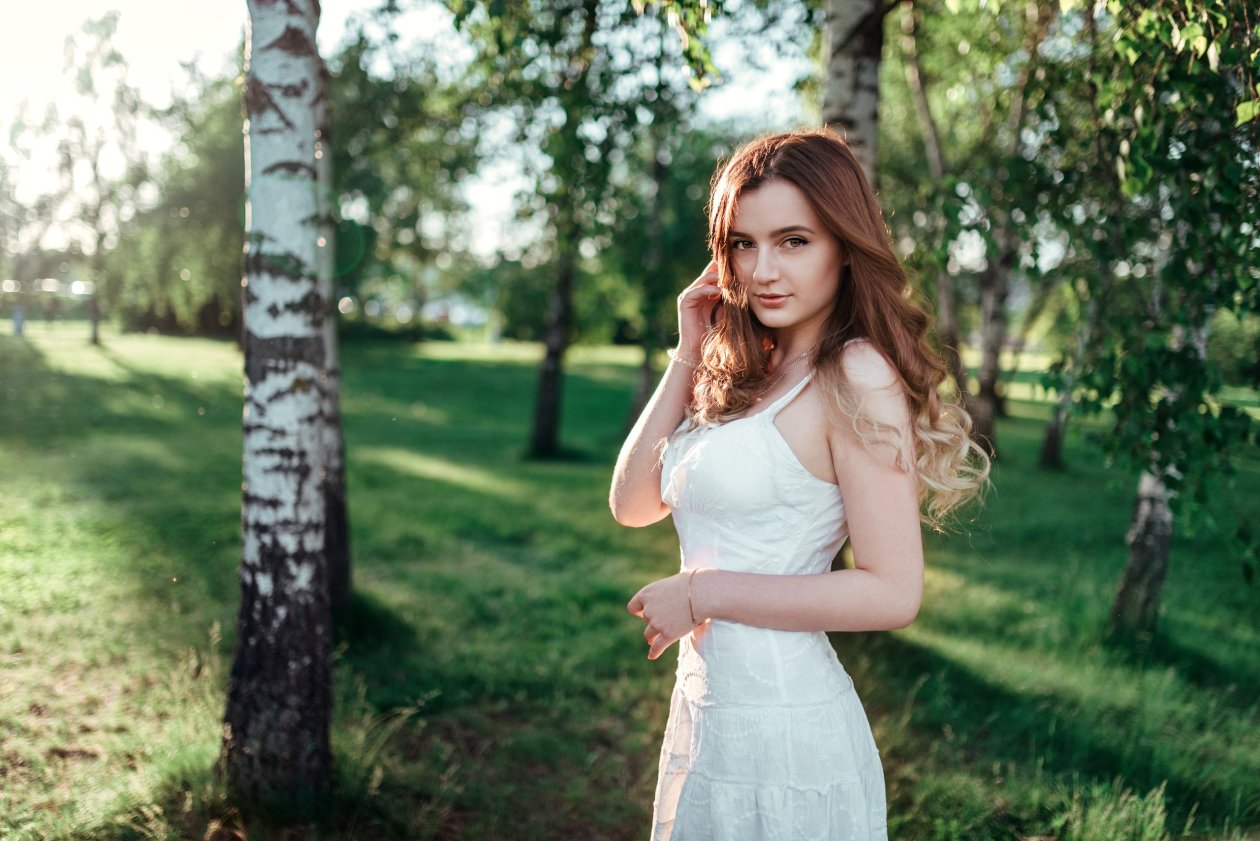 Girl Outdoors In Nature