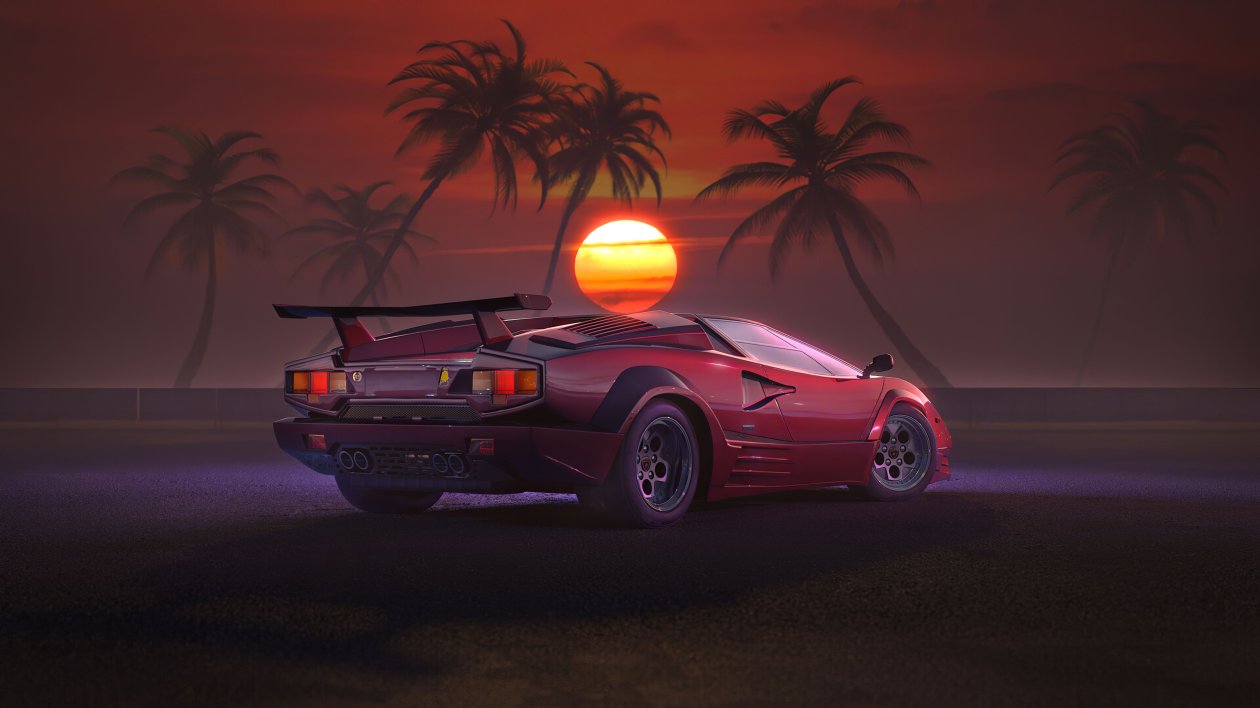 Lamborghini Countach Retro 4k