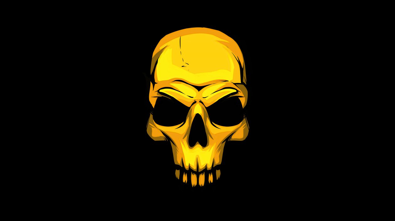 Gold Skull Dark Background 4k