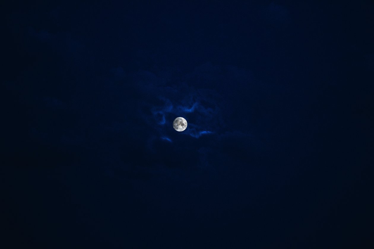 Beautiful Moon In Blue Sky
