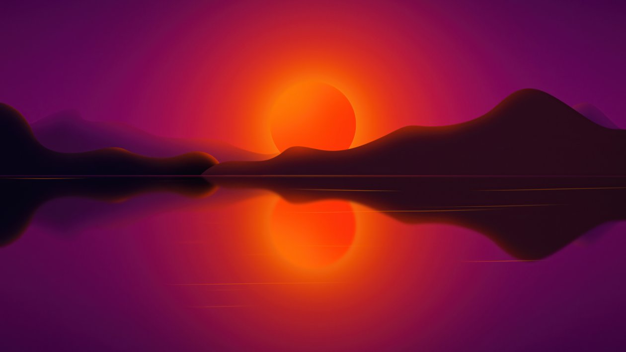 Sun In Mountians Reflection Digital Art 4k