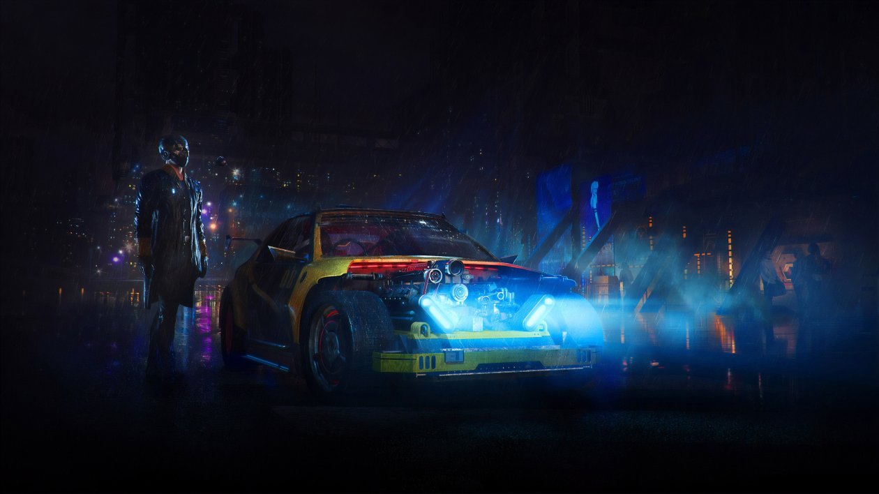 Cyberpunk Car Open Bonnet 4k