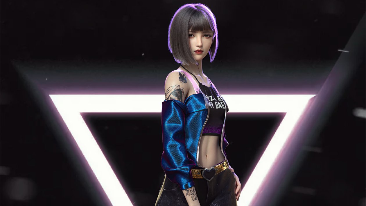 Short Hair Neon Girl Scifi Art 5k