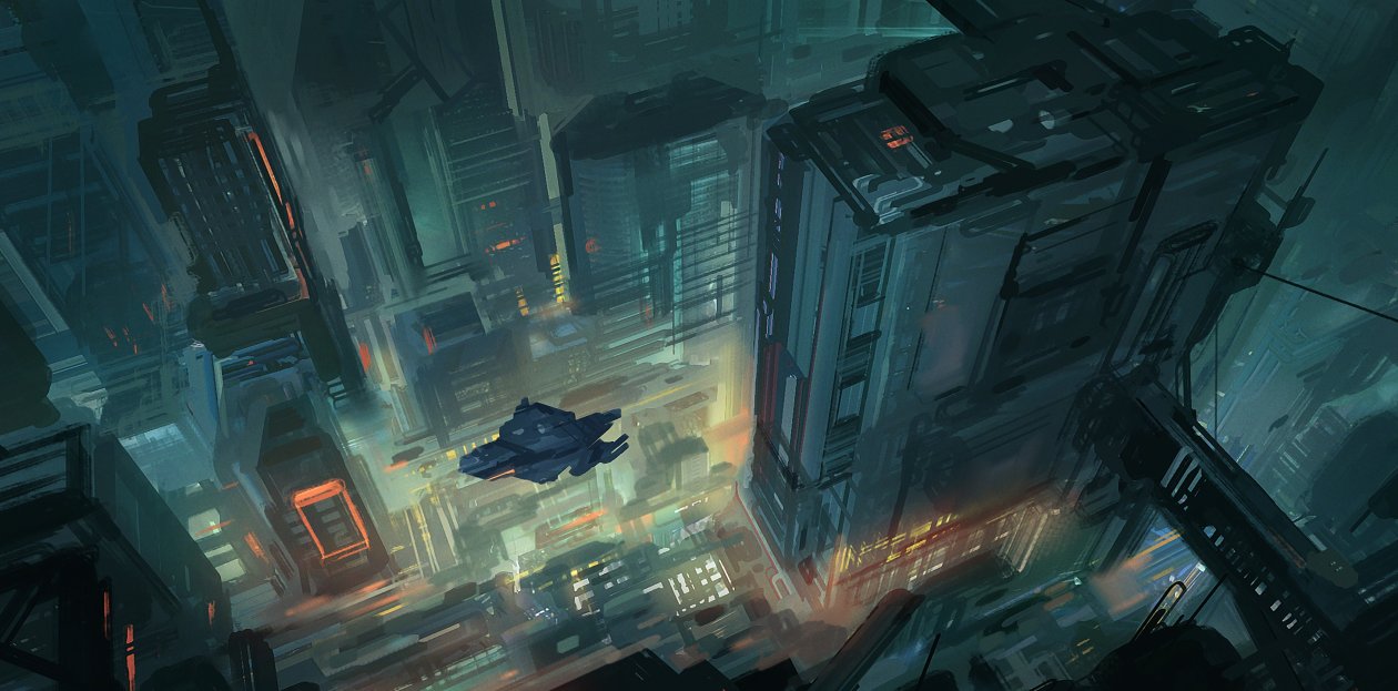 Scifi Future City Top View Vehicles Art