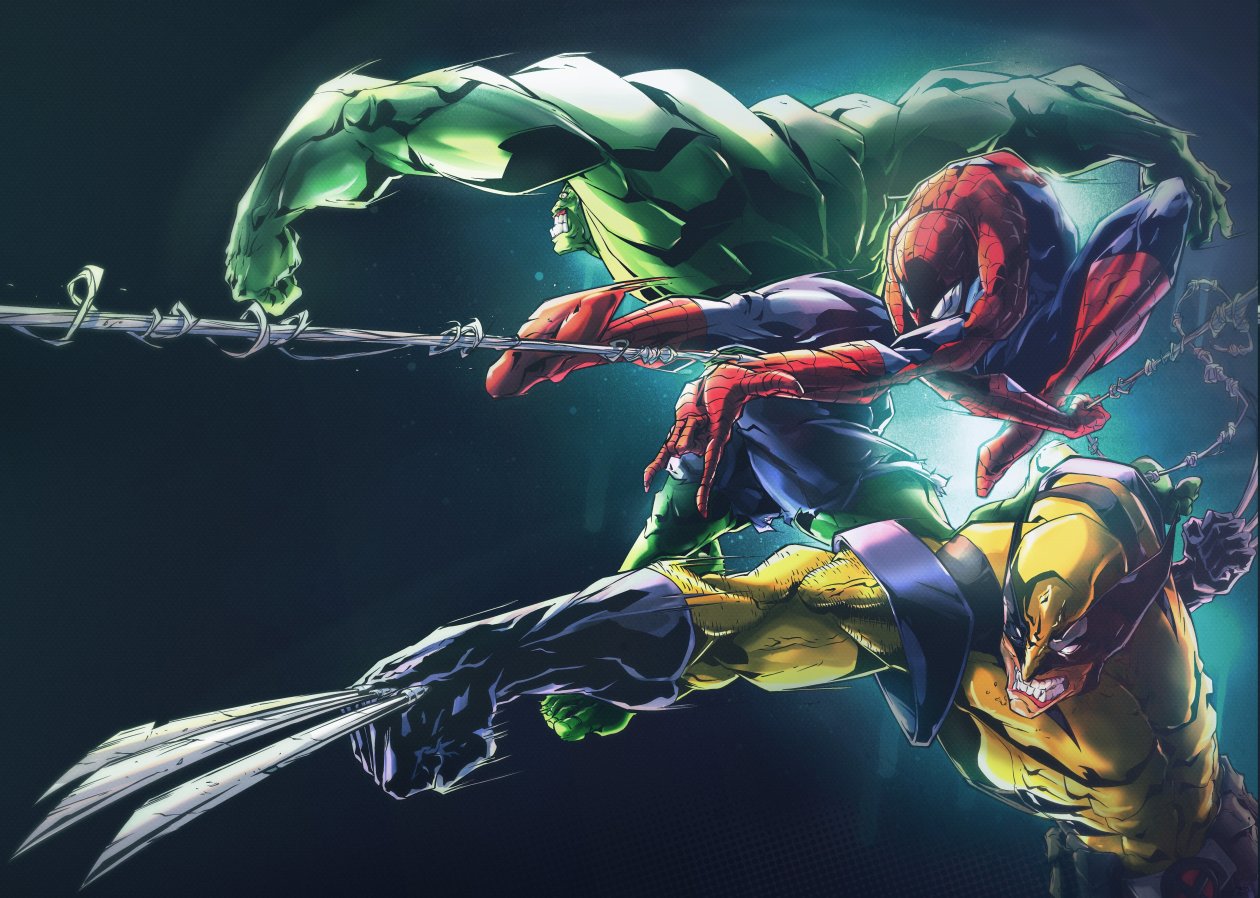 Hulk Spider Man Wolverine 8k