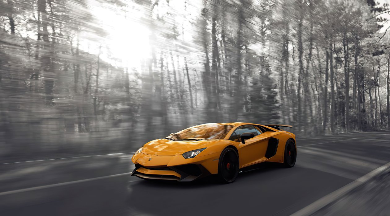 Orange Lamborghini Aventador Monochrome 4k