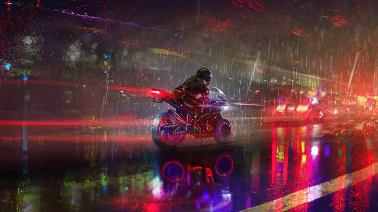 Biker In Rain 5k