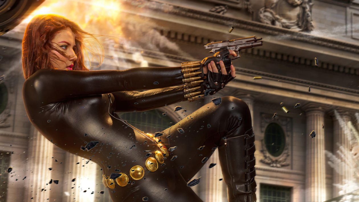 Black Widow Killing The Enemies