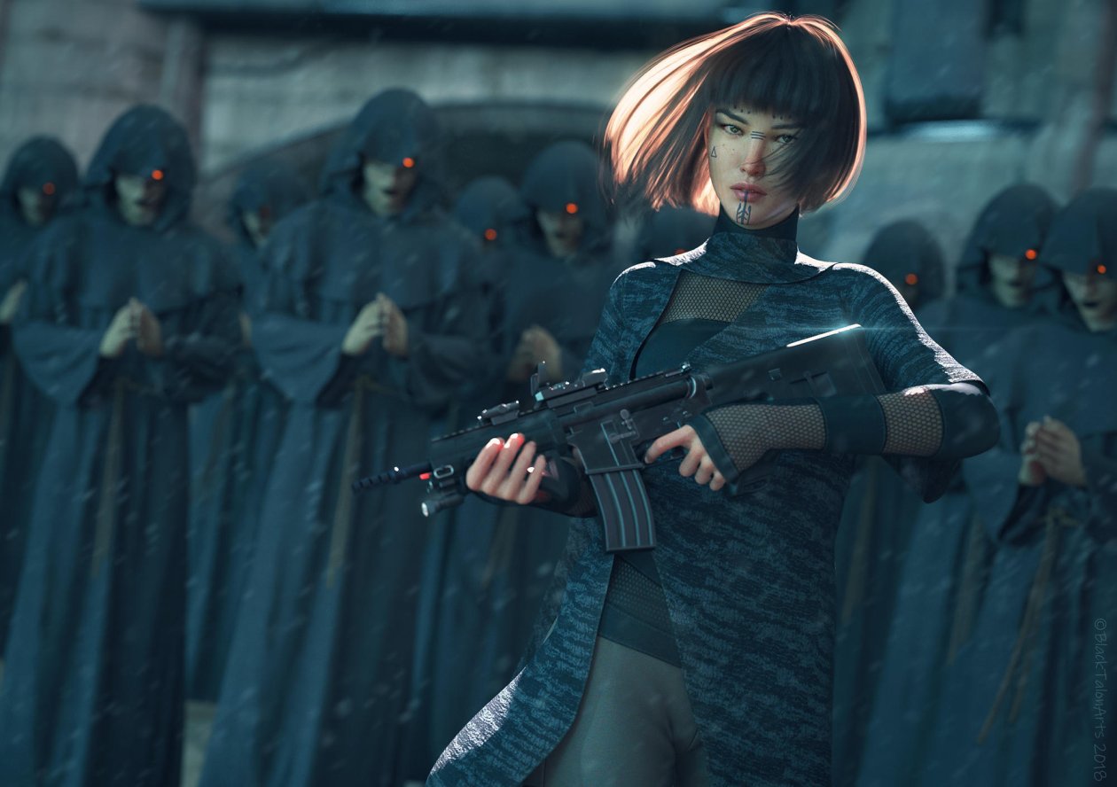Warrior Girl With Gun