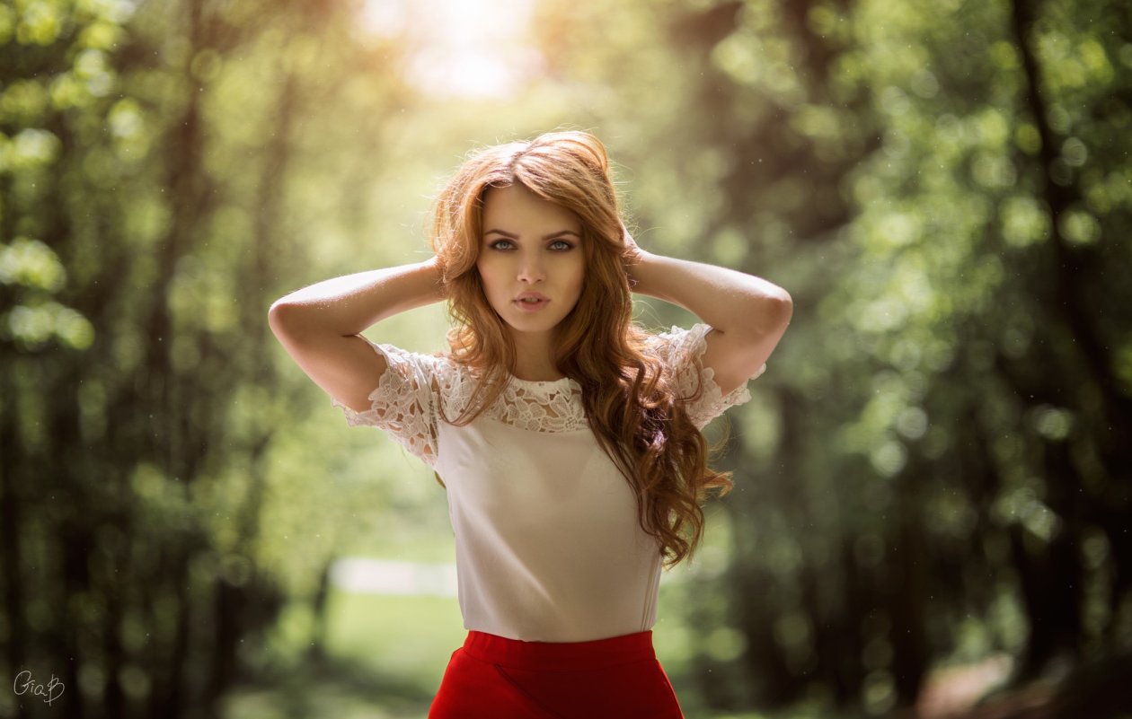 Girl Blue Eyes Hands In Hair
