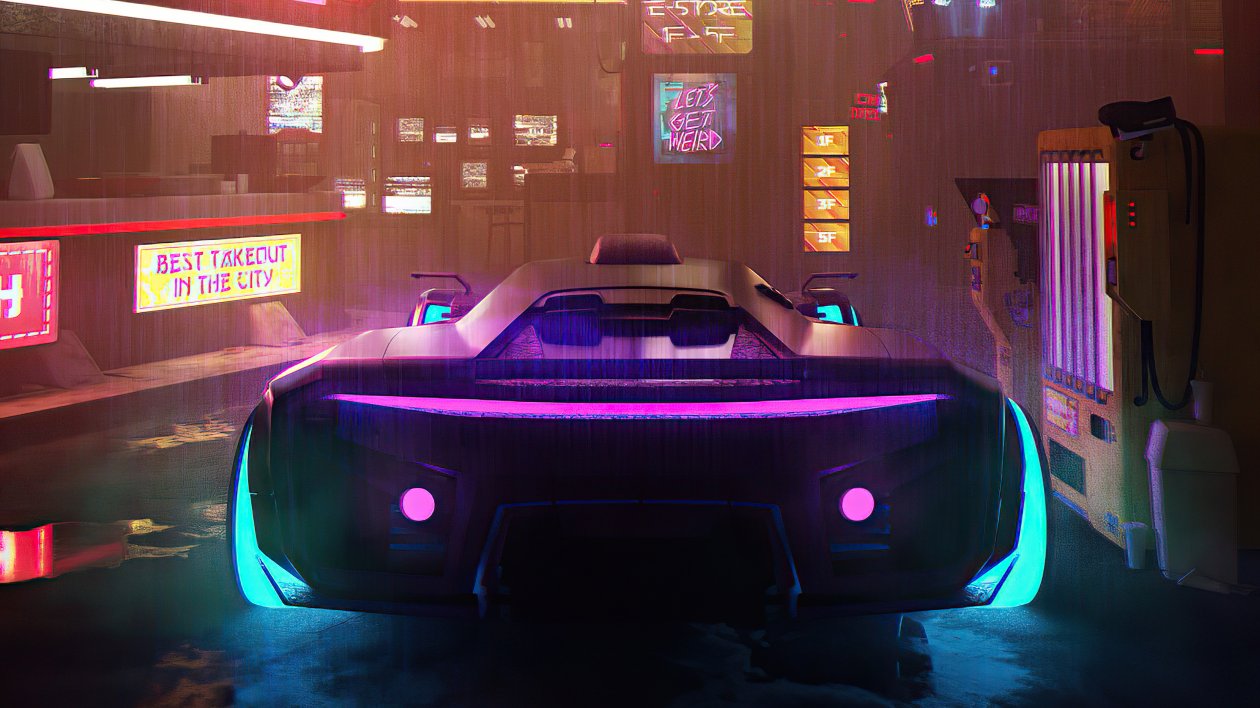 Neon Street Scifi Vehicle 4k