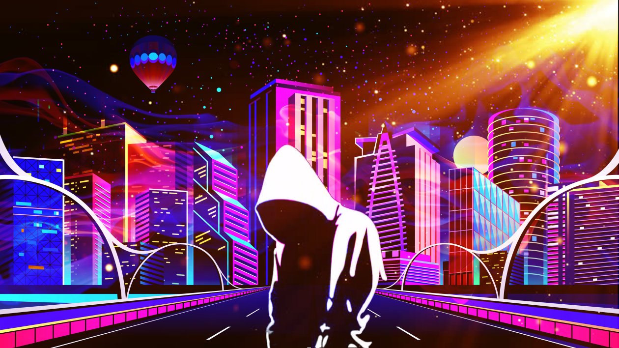 Scifi Neon Anonymus Future City 4k