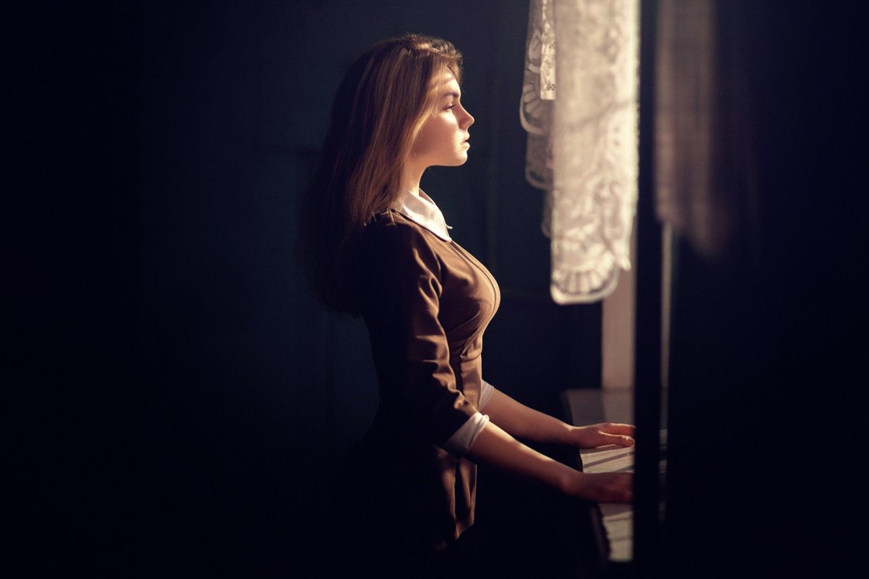 Girl Standing Near Window