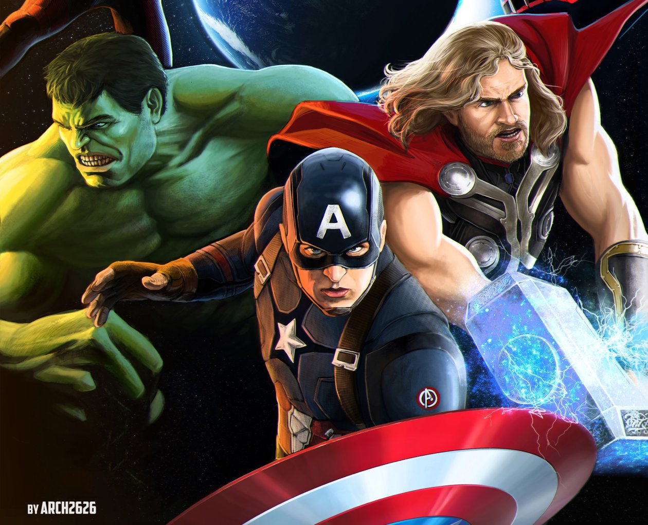 Captain America Thor And Huk MCU